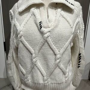 White Cable Knit Sweater